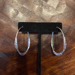 Sterling Silver Elongated Hoop Earrings